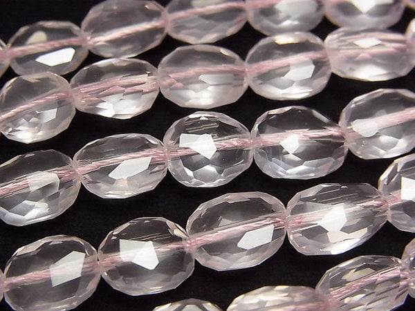 [Video]High Quality! Rose Quartz AAA Flat Nugget -Faceted Oval half or 1strand beads (aprx.7inch/18cm)