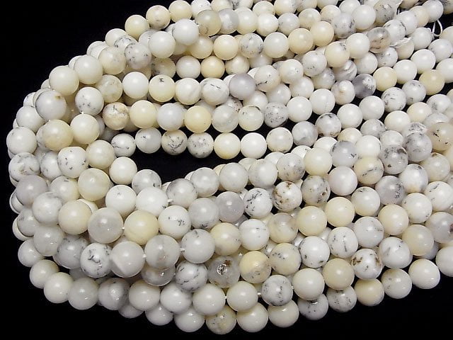 [Video] Brazil White Opal Round 10mm half or 1strand beads (aprx.15inch/36cm)