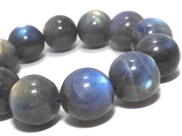[Video][One of a kind] Labradorite AAA- Round 19mm Bracelet NO.3