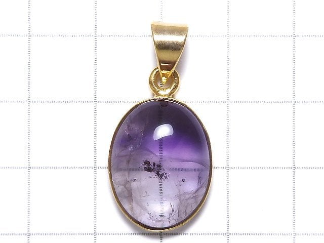 [Video][One of a kind] High Quality Bi-color Amethyst AAA- Pendant 18KGP NO.12