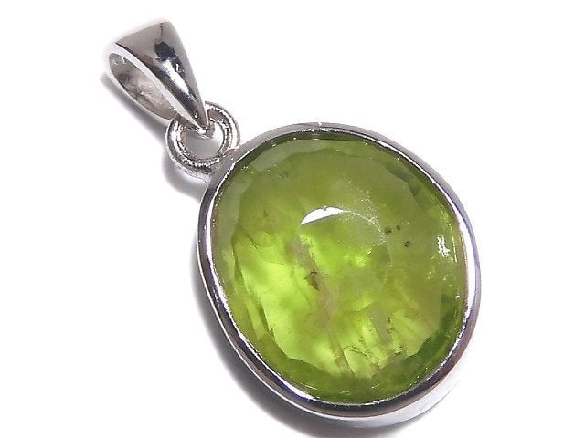 [Video][One of a kind] High Quality Peridot AAA- Faceted Pendant Silver925 NO.38