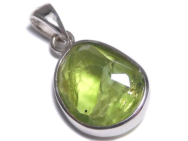 [Video][One of a kind] High Quality Peridot AAA- Faceted Pendant Silver925 NO.40