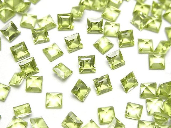 [Video]High Quality Peridot AAA Loose stone Square Faceted 4x4mm 5pcs