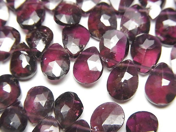 [Video]High Quality Garnet AA++ Pear shape Faceted Briolette 1strand beads (aprx.7inch/18cm)