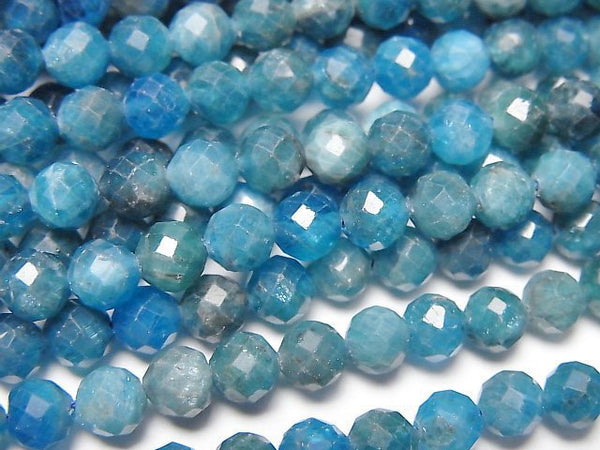 [Video] High Quality! Blue Apatite AA+ Faceted Round 5mm 1strand beads (aprx.15inch/36cm)