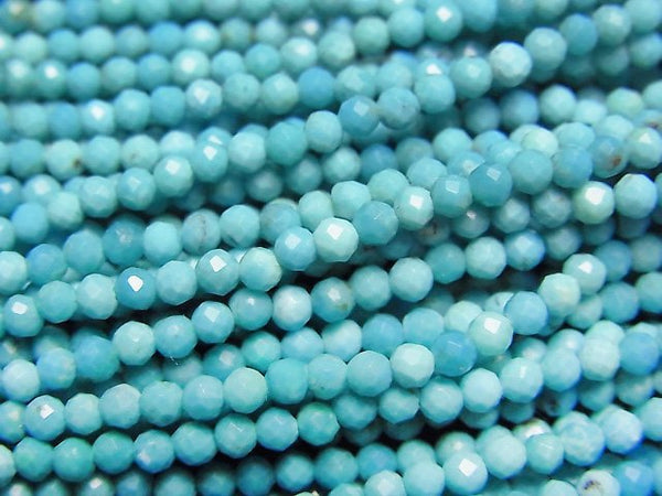 [Video] High Quality! Arizona Kingman Turquoise AAA- Faceted Round 2mm half or 1strand beads (aprx.13inch/31cm)