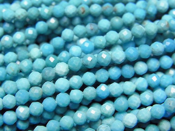[Video] High Quality! Arizona Kingman Turquoise AAA- Faceted Round 3mm half or 1strand beads (aprx.13inch/31cm)