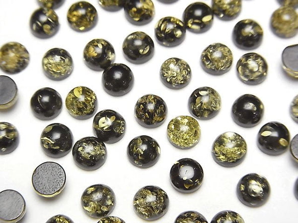 [Video] Cracked black color Amber Round Cabochon 5x5mm 10pcs