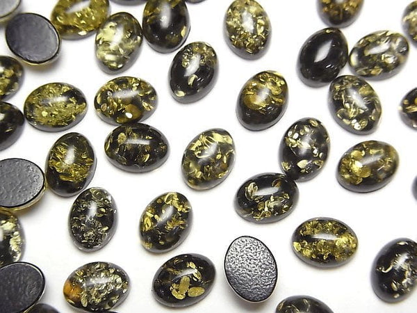 [Video] Cracked Black color Amber Oval Cabochon 8x6mm 5pcs