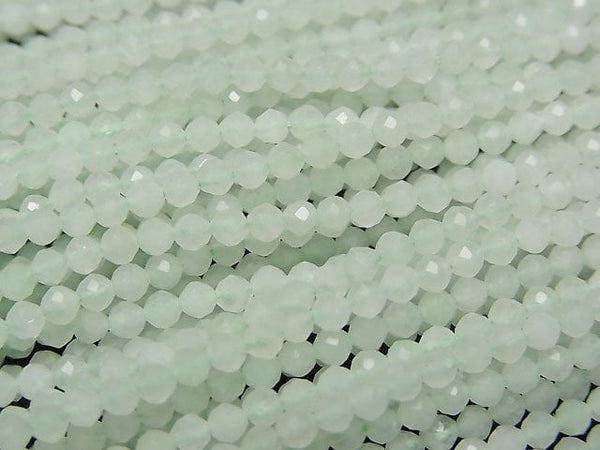 [Video] High Quality! Pastel Green Jade Faceted Round 2mm 1strand beads (aprx.12inch/30cm)