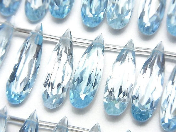 [Video] High Quality Sky Blue Topaz AAA- Pear shape Faceted 20x6mm half or 1strand (12pcs )