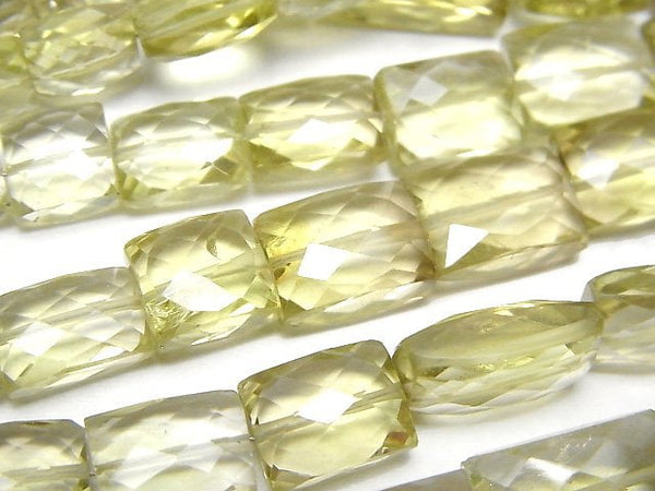 [Video]High Quality Lemon Quartz AAA- Faceted Rectangle 1strand beads (aprx.8inch/20cm)