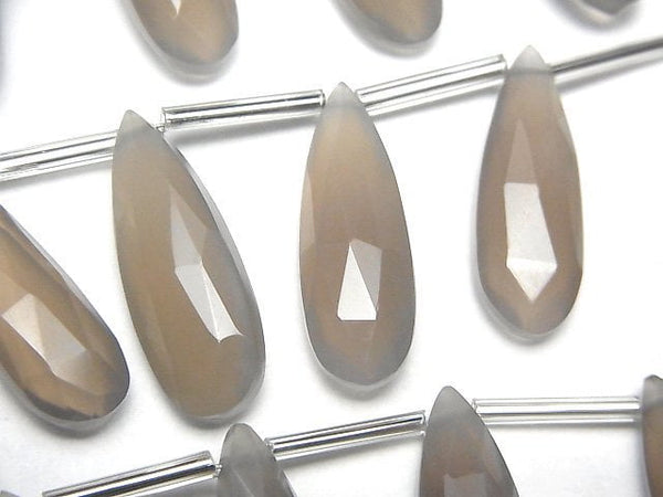 [Video] Gray Onyx AAA Pear shape Faceted Briolette 24x8mm half or 1strand (8pcs )