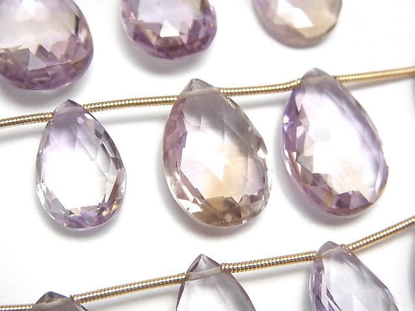 [Video]High Quality Ametrine AAA- Pear shape Faceted Briolette 1strand (9pcs)