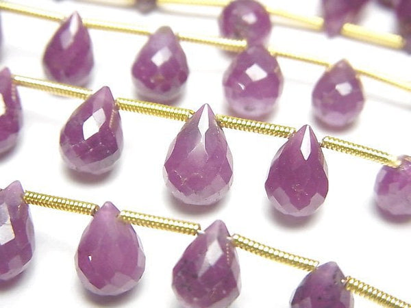 [Video] Unheated Star Ruby AA++ Drop Faceted Briolette half or 1strand beads (aprx.7inch/18cm)