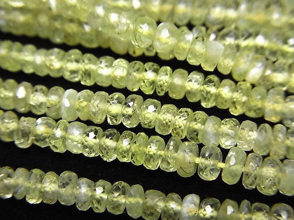 [Video]High Quality! Chrysoberyl Cat's EyeAAA- Faceted Button Roundel half or 1strand beads (aprx.16inch/40cm)