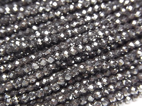 [Video]High Quality! Hematite Faceted Round 2mm 1strand beads (aprx.12inch/29cm)