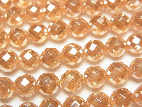 [Video] Crack Champagne Aura Crystal Quartz AAA 64Faceted Round 6mm half or 1strand beads (aprx.15inch/38cm)