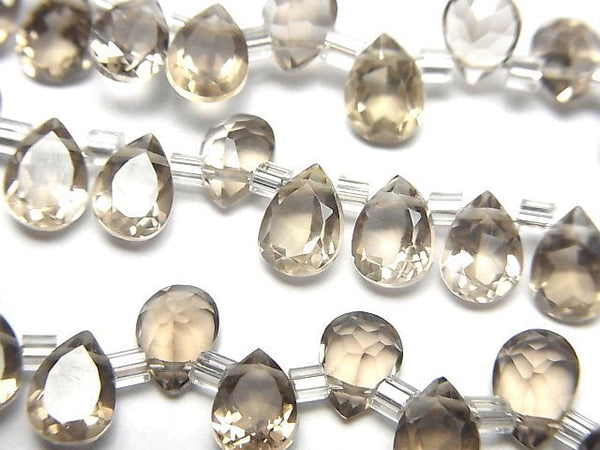 [Video]High Quality Smoky Quartz AAA Pear shape Faceted 7x5x4mm [Light color] half or 1strand (28pcs)