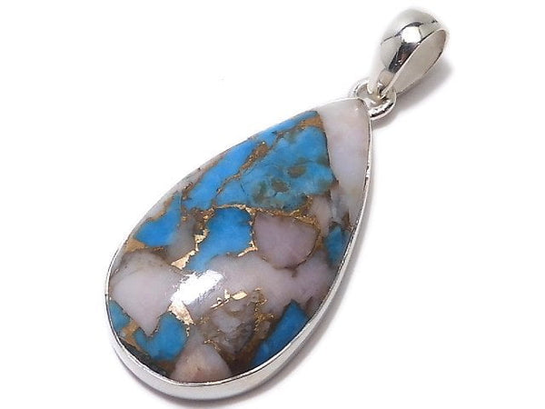 [Video][One of a kind] Pink Opal Copper Turquoise AAA Pendant Silver925 NO.2