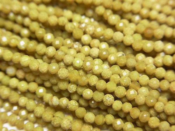 [Video]High Quality! Olive Opal Faceted Round 2mm 1strand beads (aprx.13inch/32cm)