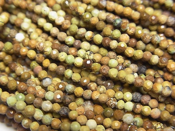 [Video] High Quality! Lemon Chrysoprase Faceted Round 2mm 1strand beads (aprx.12inch/30cm)