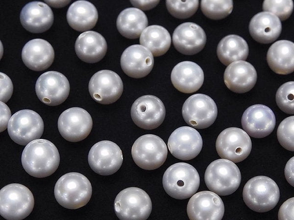 [Video]Fresh Water Pearl AAA Round 4-4.5mm [Half Drilled Hole] Silver 2pairs