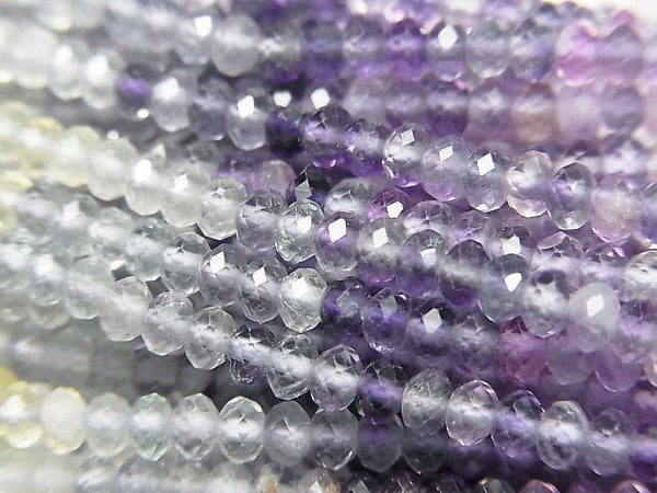 High Quality! Multicolor Fluorite AAA- Faceted Button Roundel 3x3x2mm 1strand beads (aprx.15inch/38cm)