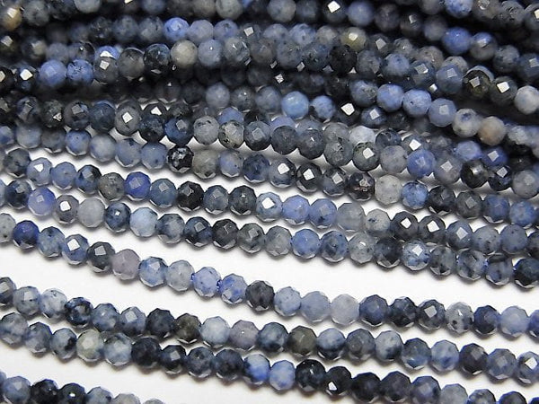 [Video]High Quality! Dumortierite Faceted Round 2mm 1strand beads (aprx.15inch/38cm)