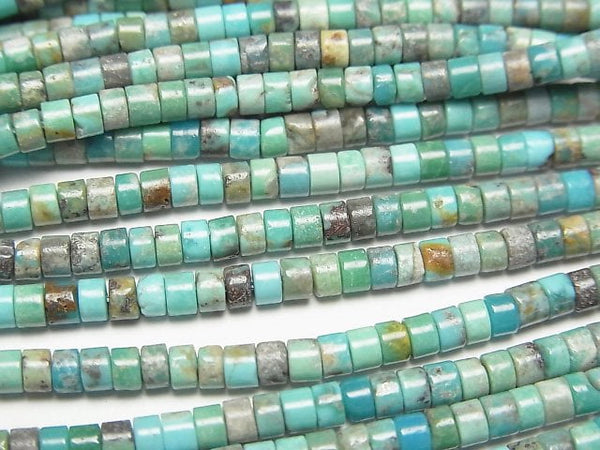 [Video]Turquoise AA++ Roundel (Heishi)3x3x2mm half or 1strand beads (aprx.15inch/38cm)