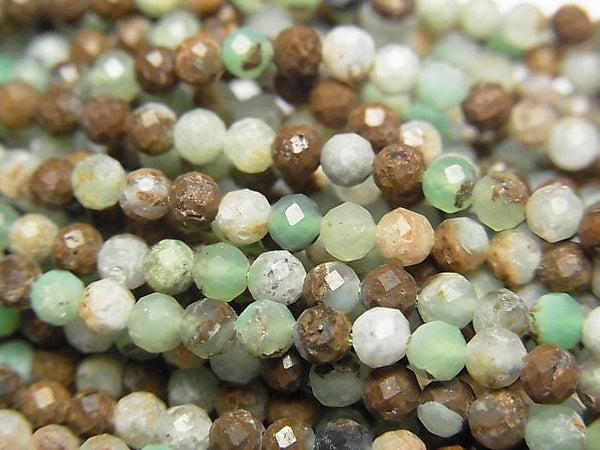 [Video]High Quality! Base Rock included Chrysoprase AA Faceted Round 3mm 1strand beads (aprx.15inch/37cm)