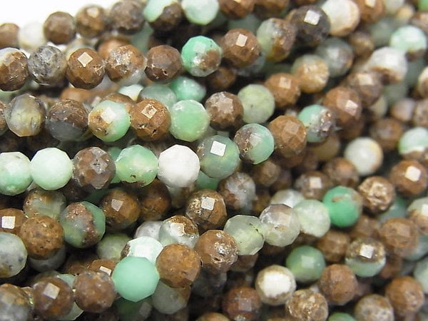 [Video] High Quality! Base Rock included Chrysoprase AA Faceted Round 4mm 1strand beads (aprx.15inch/37cm)