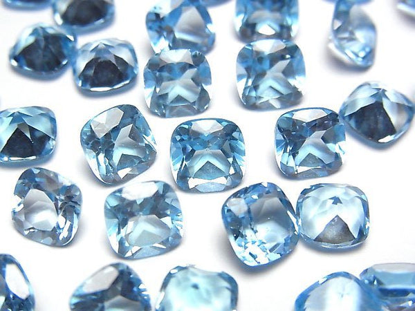 [Video]High Quality Swiss Blue Topaz AAA Loose stone Square Faceted 7x7mm 2pcs
