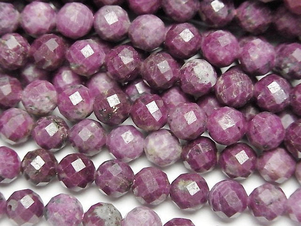 [Video] High Quality! Ruby AA 64Faceted Round 6mm half or 1strand beads (aprx.15inch/37cm)