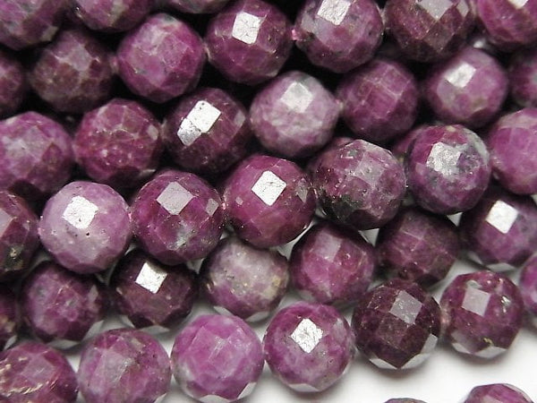 [Video] High Quality! Ruby AA 64Faceted Round 8mm half or 1strand beads (aprx.15inch/37cm)