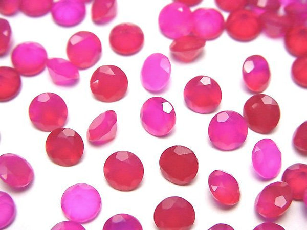 [Video]High Quality Fuchsia Pink Chalcedony AAA Loose stone Round Faceted 5x5mm 10pcs