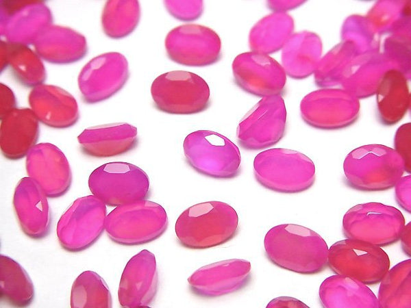 [Video]High Quality Fuchsia Pink Chalcedony AAA Loose stone Oval Faceted 6x4mm 10pcs