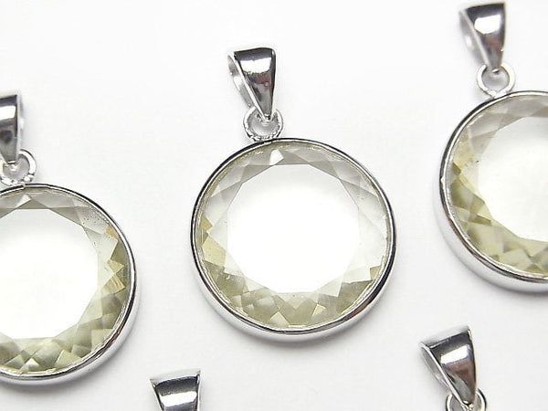 [Video]Libyan Desert Glass Round Faceted Pendant 20x20mm Silver925 1pc