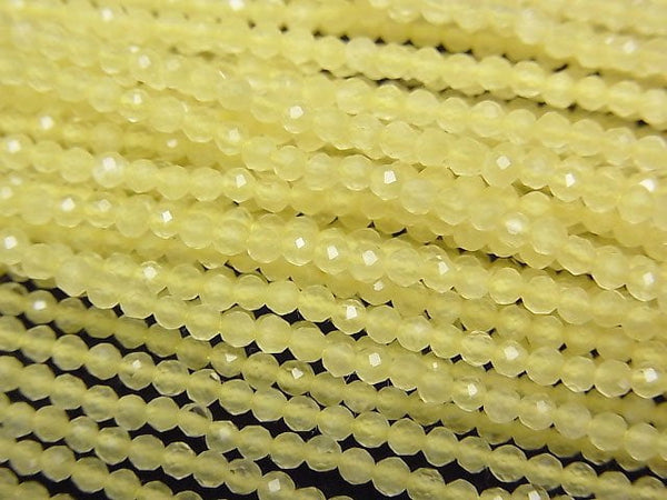 [Video]High Quality! Yellow Jade Faceted Round 2mm 1strand beads (aprx.12inch/29cm)