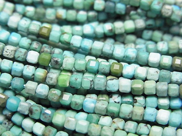[Video] High Quality! Turquoise AA++ Cube Shape 2x2x2mm 1strand beads (aprx.15inch/38cm)