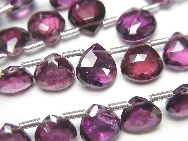 [Video]High Quality Rhodolite Garnet AAA- Chestnut Faceted Briolette half or 1strand beads (aprx.7inch/18cm)
