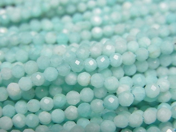 [Video] High Quality! Peruvian Amazonite AA Faceted Round 2mm 1strand beads (aprx.15inch/37cm)