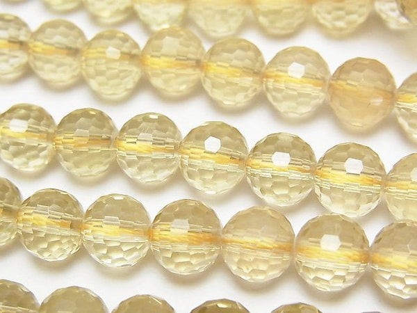 [Video]High Quality! Lemon Quartz AAA- 128Faceted Round 8mm half or 1strand beads (aprx.15inch/37cm)