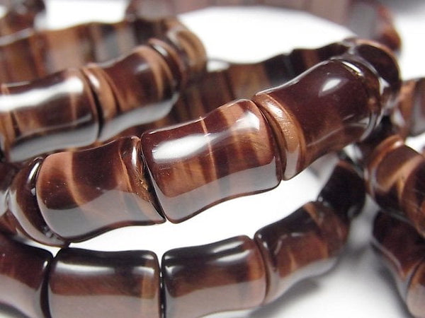 [Video] Red Tiger's Eye AAA- 2 Hole Bamboo 15x13x6mm Bracelet