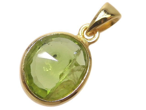 [Video][One of a kind] High Quality Peridot AAA- Faceted Pendant 18KGP NO.51