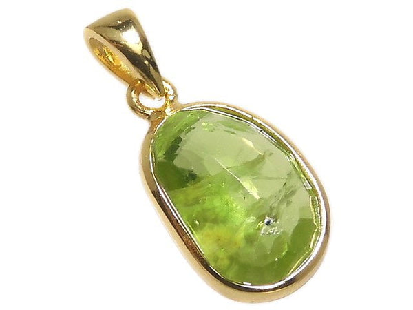 [Video][One of a kind] High Quality Peridot AAA- Faceted Pendant 18KGP NO.58