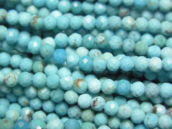 [Video] High Quality! Arizona Turquoise AA+ Faceted Round 3mm 1strand beads (aprx.15inch/38cm)