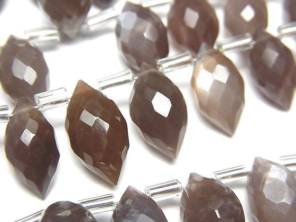 [Video]High Quality Chocolate Moonstone AAA- Marquise Rice Faceted Briolette half or 1strand (18pcs)