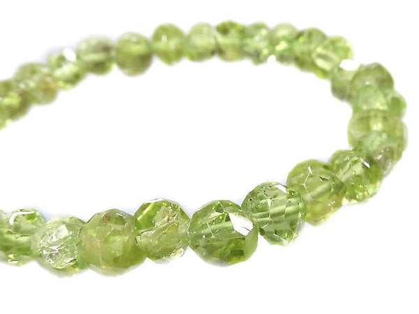 [Video][One of a kind] High Quality Peridot AAA- Faceted Nugget Bracelet NO.16