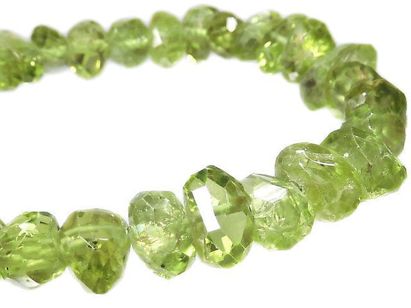[Video][One of a kind] High Quality Peridot AAA- Faceted Nugget Bracelet NO.26